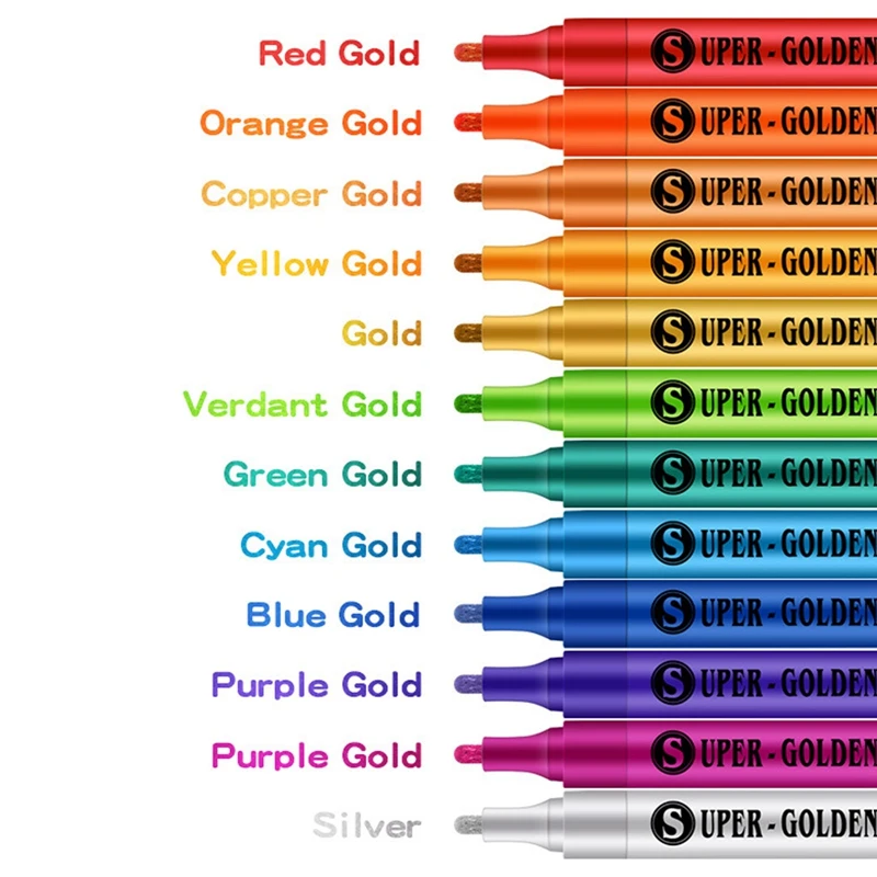

1Pcs Super Golden Colorful Drawing Pen Art Marker Watercolor Pen Student Artist Painting Graffiti Pen Office School Mark Pen