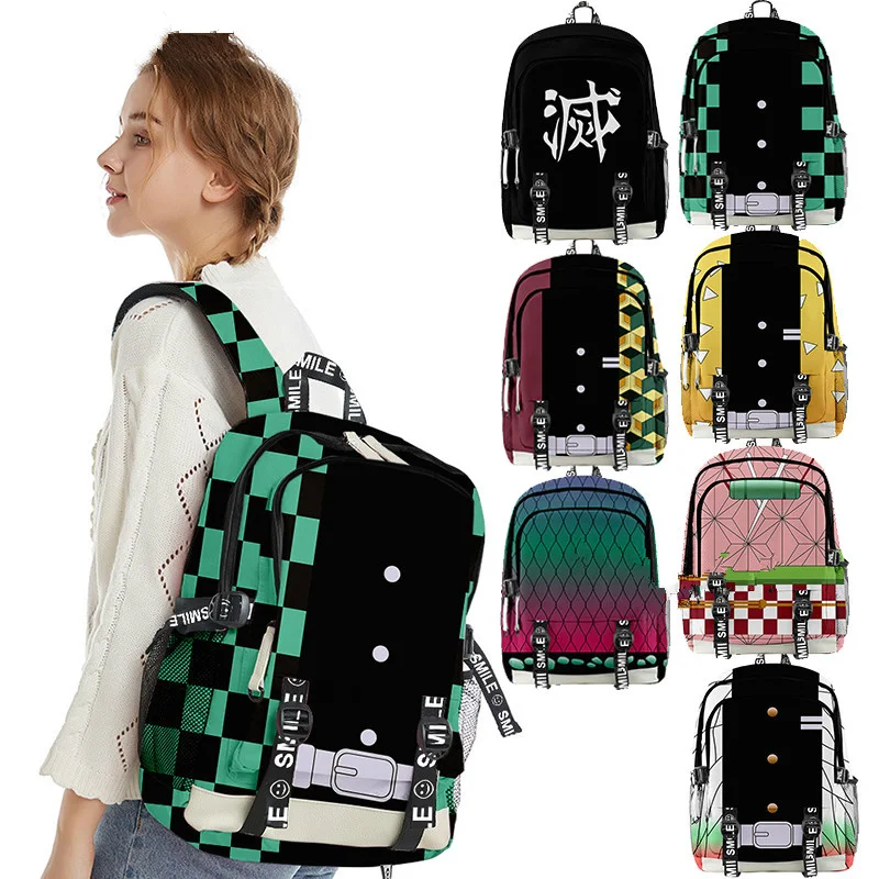 

Demon Slayer: Kimetsu No Yaiba Backpack Canvas Bag Kamado Tanjirou School Bags Girl & Doy Mochila Fashion Feminina Notebook Bag