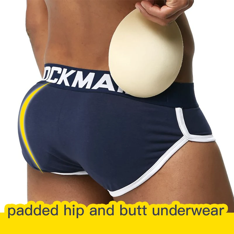 Sexy Mens Padded Briefs Removable Pad of Butt Lifter and Enlarge Package Pouch Gay Underwear Breathable With Front And Hip Pads