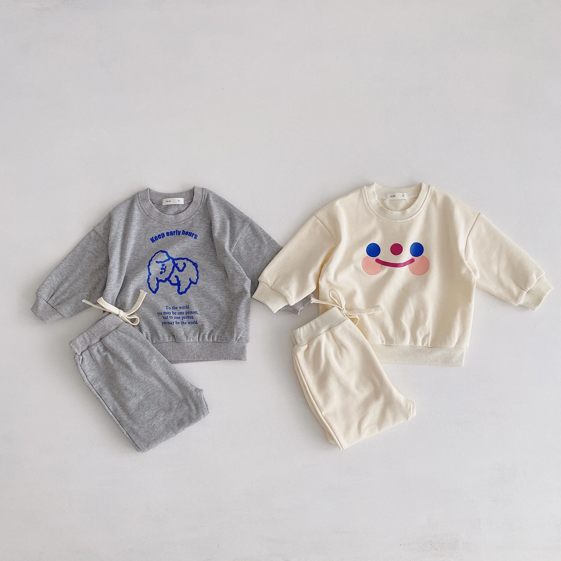 

Sets Full Sleeve Pullover O-neck Collar Solid Cotton New Fashion Casual Cute Lovely Comfortable Spring Autumn Unisex Children