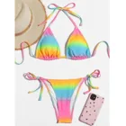 Купальник-Бикини Tie-dye, женский купальник на шнуровке, сексуальный комплект микро бикини с пуш-ап, купальный костюм, пляжная одежда, летнее бикини # J2P