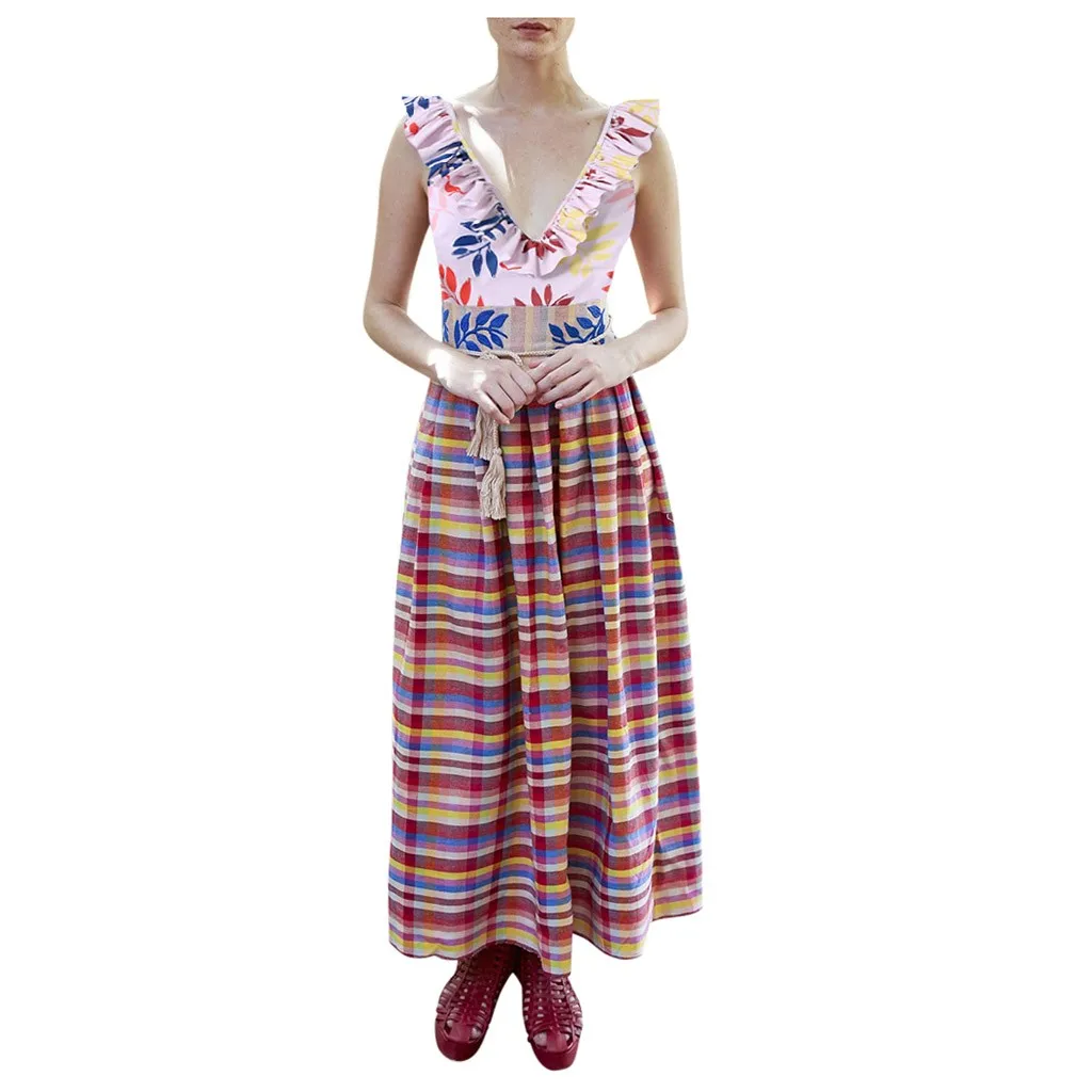 Цельное женское сексуальное бикини с глубоким v образным вырезом и оборками