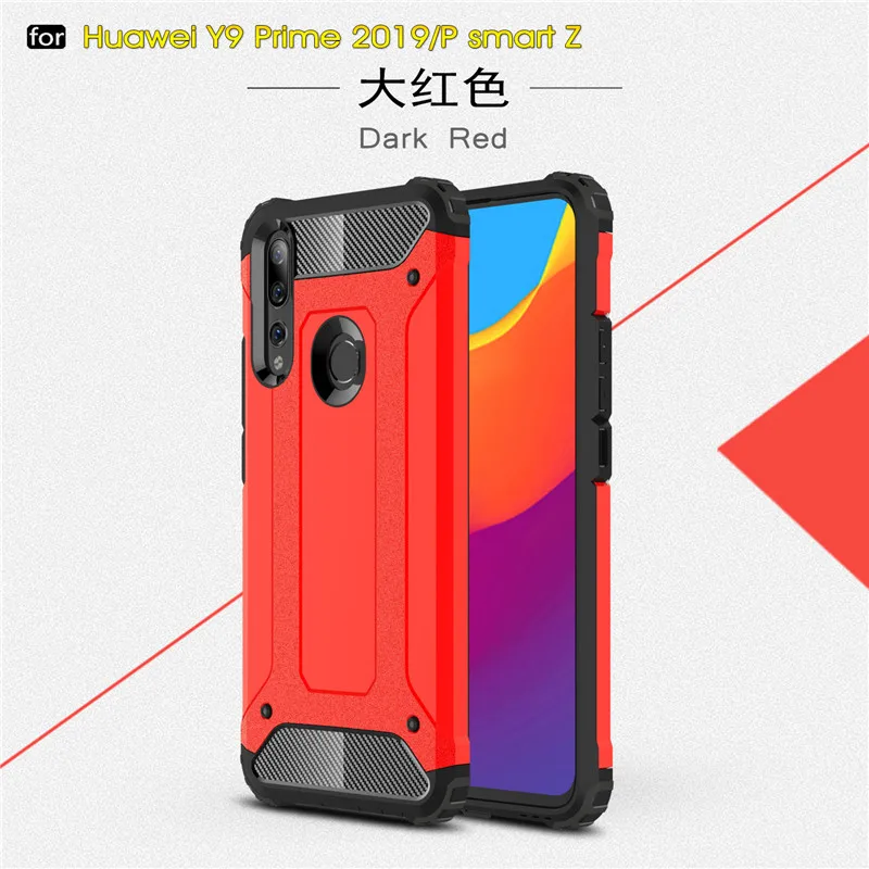 red Прочный защитный чехол для huawei P Smart Z Y9 Prime P8 P9 Lite P10 Y5 Y6 Y7 Honor 8A 8S 7A Play силиконовый бампер - Цвет: red