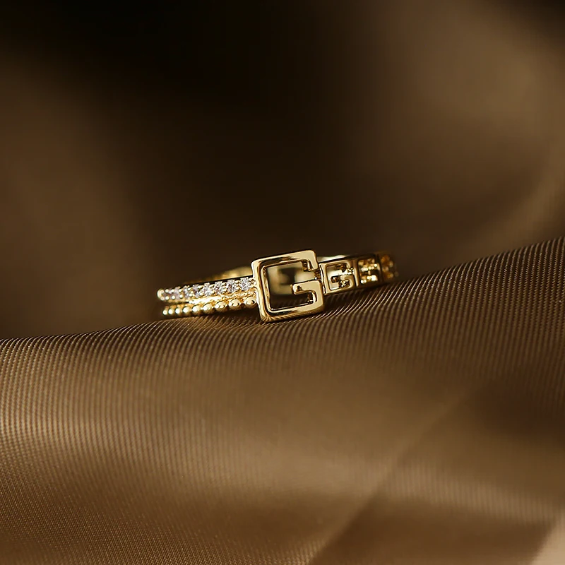 

Design Sense Fashion G Letter Chain Gold Opening Rings For Woman Gothic Jewelry Party Girl's Unusual Accessories Student's Ring