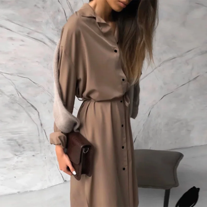 

JCHB 2021 High Quality Spring Autumn Woman Dress Korean Shirt Dresses for Women Long Sleeve Elegant Dress Vestido De Mulher Pph