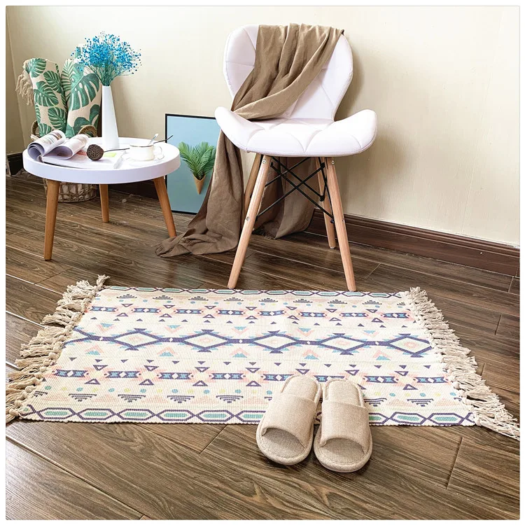 

Cotton Soft Tassel Home Carpets for Living Room Bedroom Nordic Cotton Linen Area Floor Door Mat Rug Mats Decorate Home Carpet