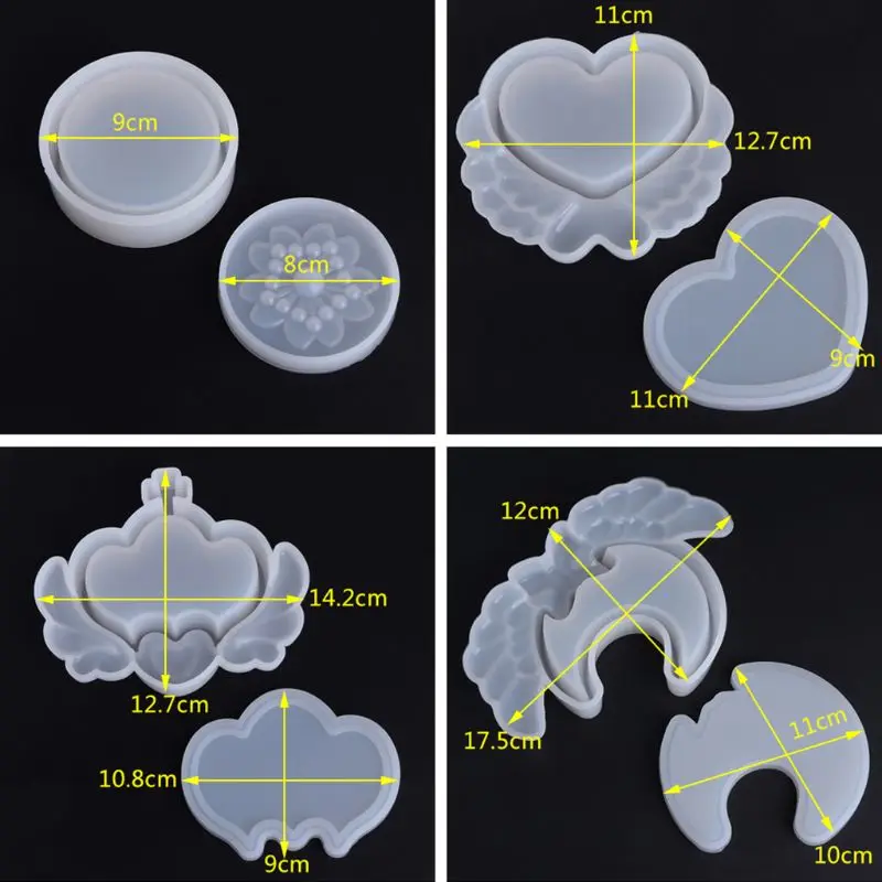 

JAVRICK DIY Handmade Crystal Epoxy Molds Storage Jewelry Box Love Heart Moon Flower Silicone Mold