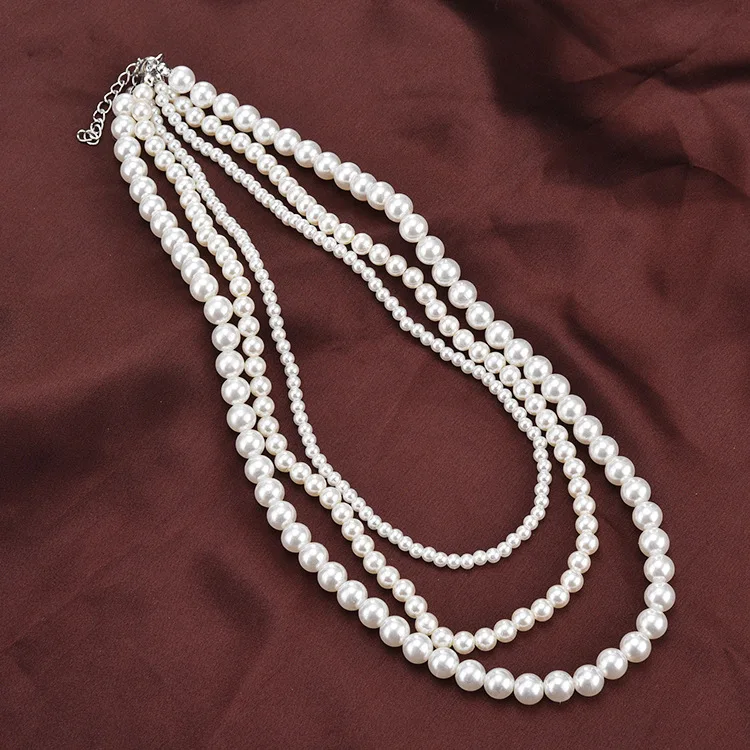 3 ряда жемчужное ожерелье многослойное женское бохо Collier Femme Collares Mujer sauir Long Lange Ketting