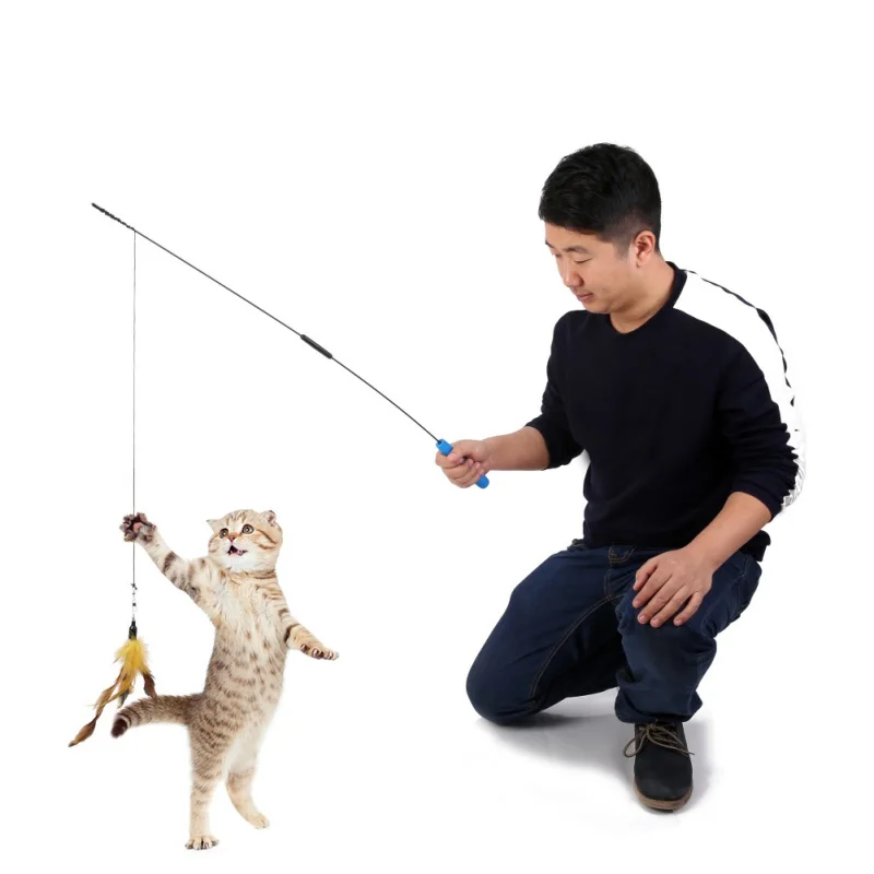Забавная игрушка для кошек/котят игрушка-палочка питомцев с перьями щенков