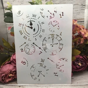 A4 29 см винтажные часы с циферблатом DIY, слойные трафареты, настенная живопись, раскраска для скрапбукинга, декоративный шаблон