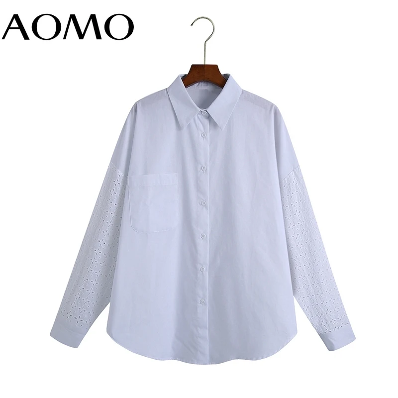 

Женская белая романтическая блузка AOMO с вышивкой, шикарная женская рубашка с длинным рукавом, 6Z192A, 2022