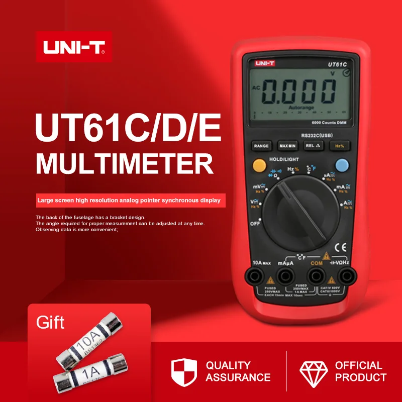 UNI-T UT61E Высокая надежность Цифровой мультиметр метр ПК Подключение AC DC напряжение относительный режим 22000 отсчетов удержания данных