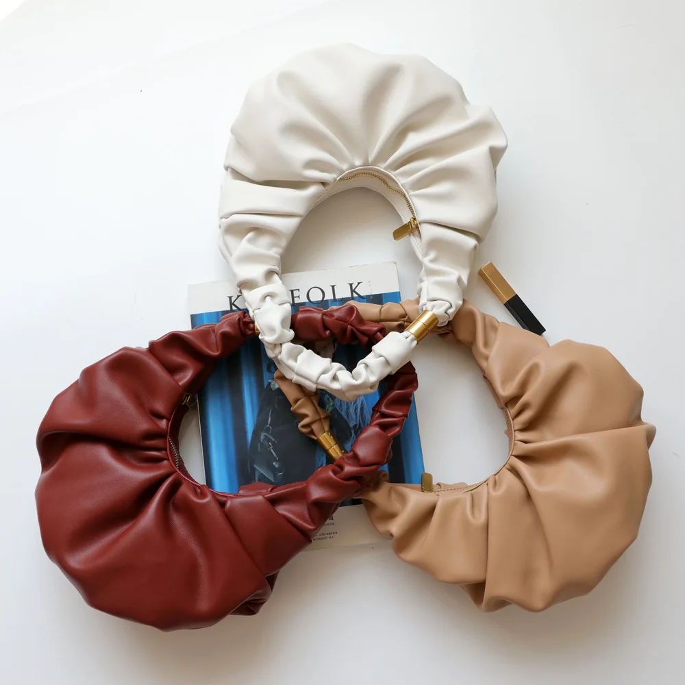 

Luxury Brand Pleated Handbags For Women Fashion Leather Female Cloud Bags Leisure Armpit Bag Shopping Shoulder Bags Dumpling Bag