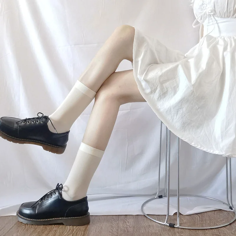 Летние женские носки в стиле &quotЛолита&quot однотонные дышащие милые белые черные