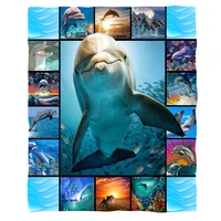 dolphin 3d printed plush fleece blanket adult home office washable casual kids sherpa blanket drop shipping