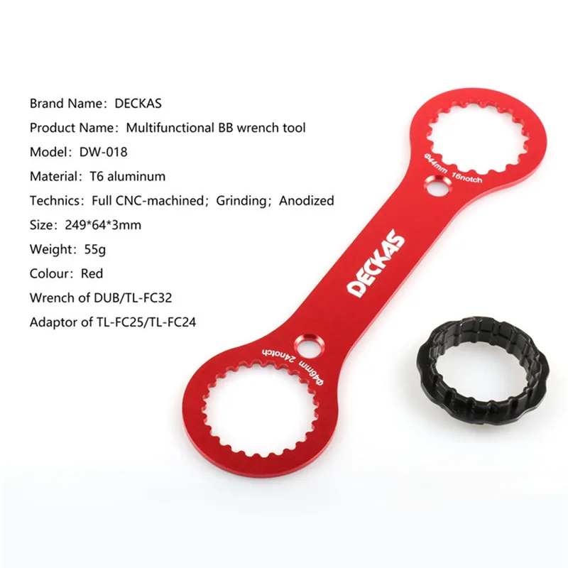 

Red Aluminum Alloy Bottom Wrench 4 In 1 Bike Bottom Bracket Wrench Multifunctional Bicycle Repair Tools 1Pc