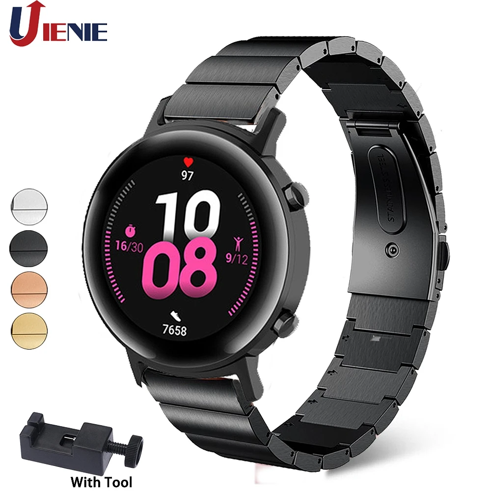 Ремешок из нержавеющей стали для часов Huawei GT2 42 мм ремешок Samsung Galaxy Active2 Gear S2