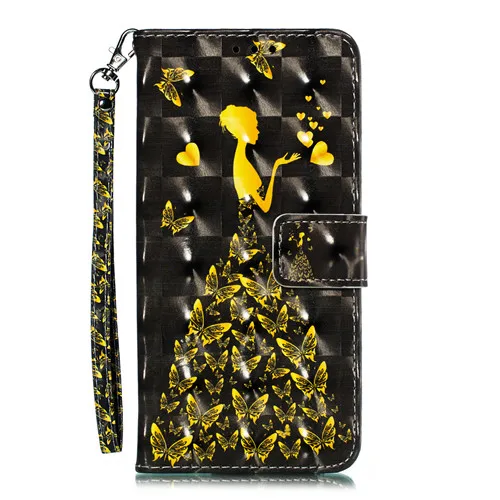 Butterfly girl 3D кожаный чехол для телефона samsung Note 10 Plus S10 S9 S8 Plus бабочка колокольчики полный чехол для samsung A50 A70 A7 Coque - Цвет: Butterfly girl