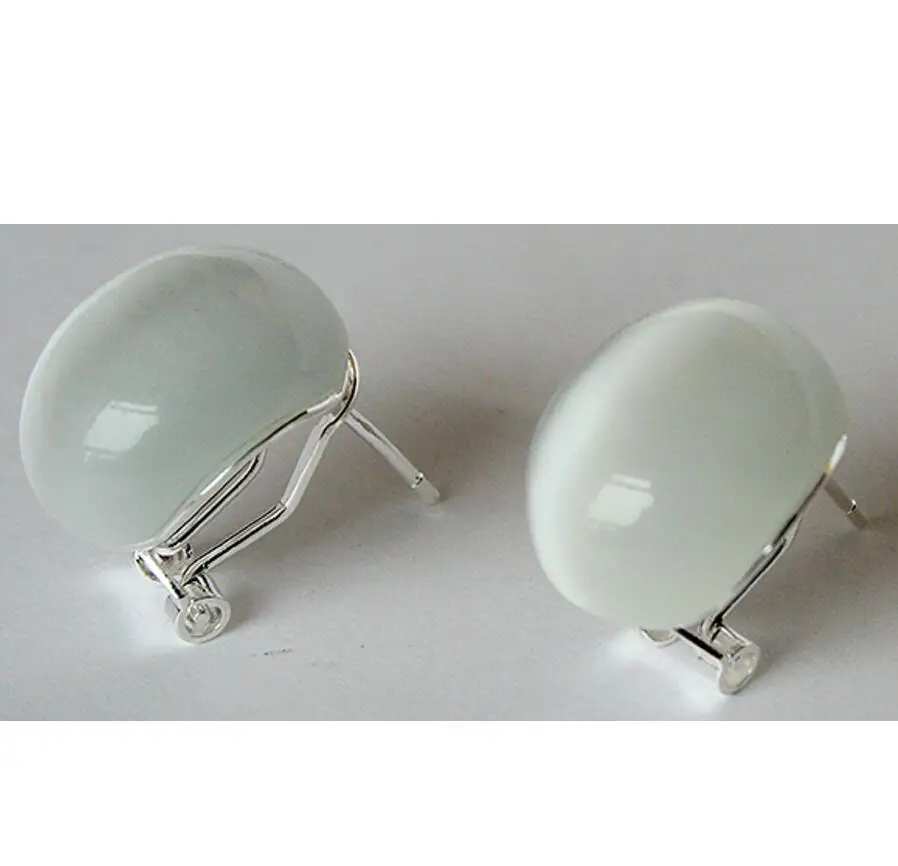 

Hot Sell noble 925 Silver 18mm white opal Stud Earrings