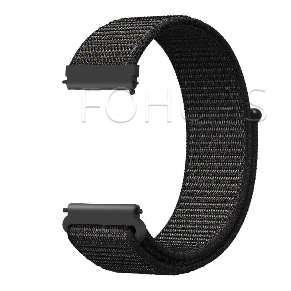 Black Нейлоновый ремешок 20 мм 22 мм для Xiaomi Amazfit Gtr 47 мм samsung Galaxy Watch 42 мм 46 мм Active gear S3 классический ремешок HUAWEI WATCH 2 Pro - Цвет ремешка: Black