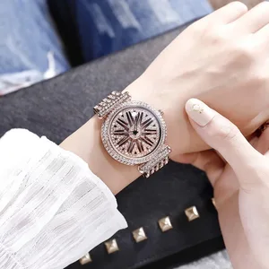 top brand rotation women watches luxury diamond hollow watch fashion waterproof bracelet ladies wrist watch with watch box hot free global shipping
