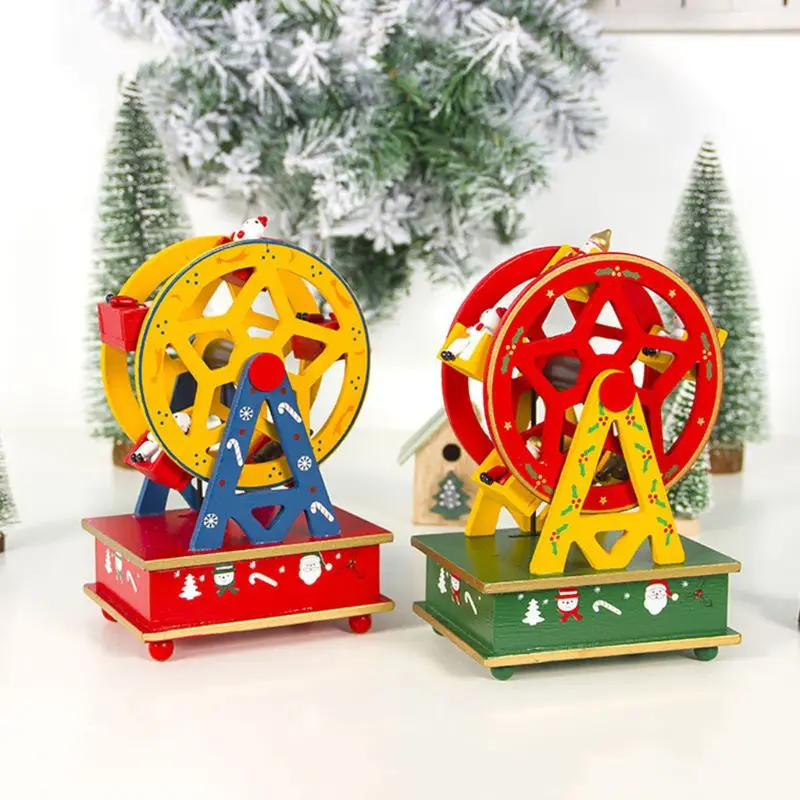 

Xmas Children Gift Christmas New Wooden Painted Music Box Table Home Decorations