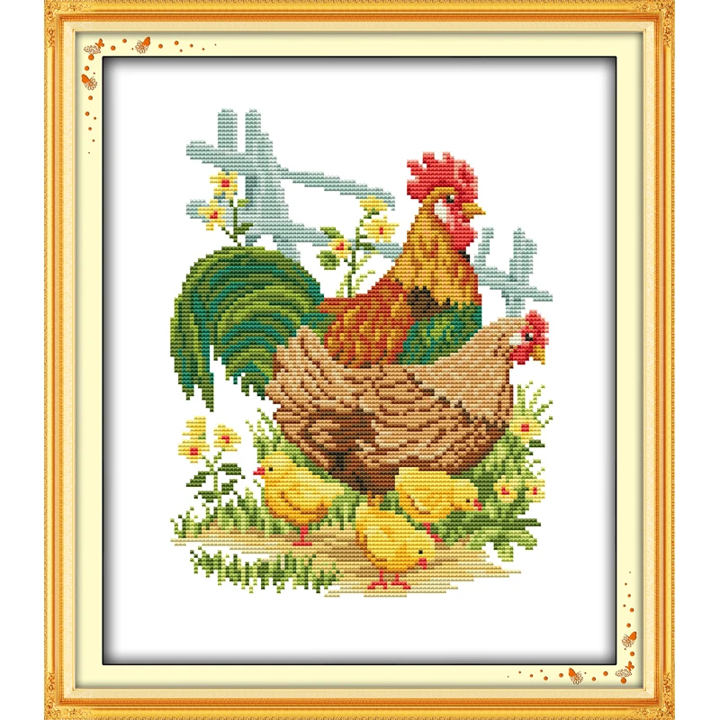 

Everlasting Love Christmas The Chicken Family (2) Chinese Cross Stitch Kits Ecological Cotton Stamped New Store Sales Promotion