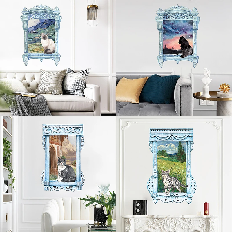 

Наклейки на стену с изображением милого кота