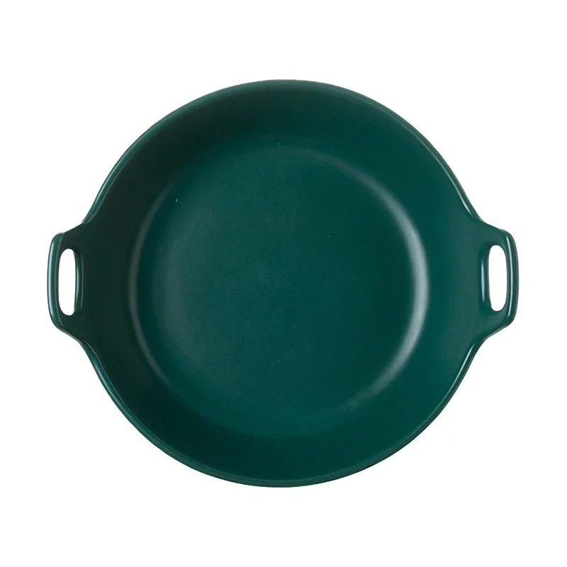 

2021 New home-colored glazed double-eared hollow ceramic salad bowl Macarone baking bowl dormitory bubble noodle bowl dish