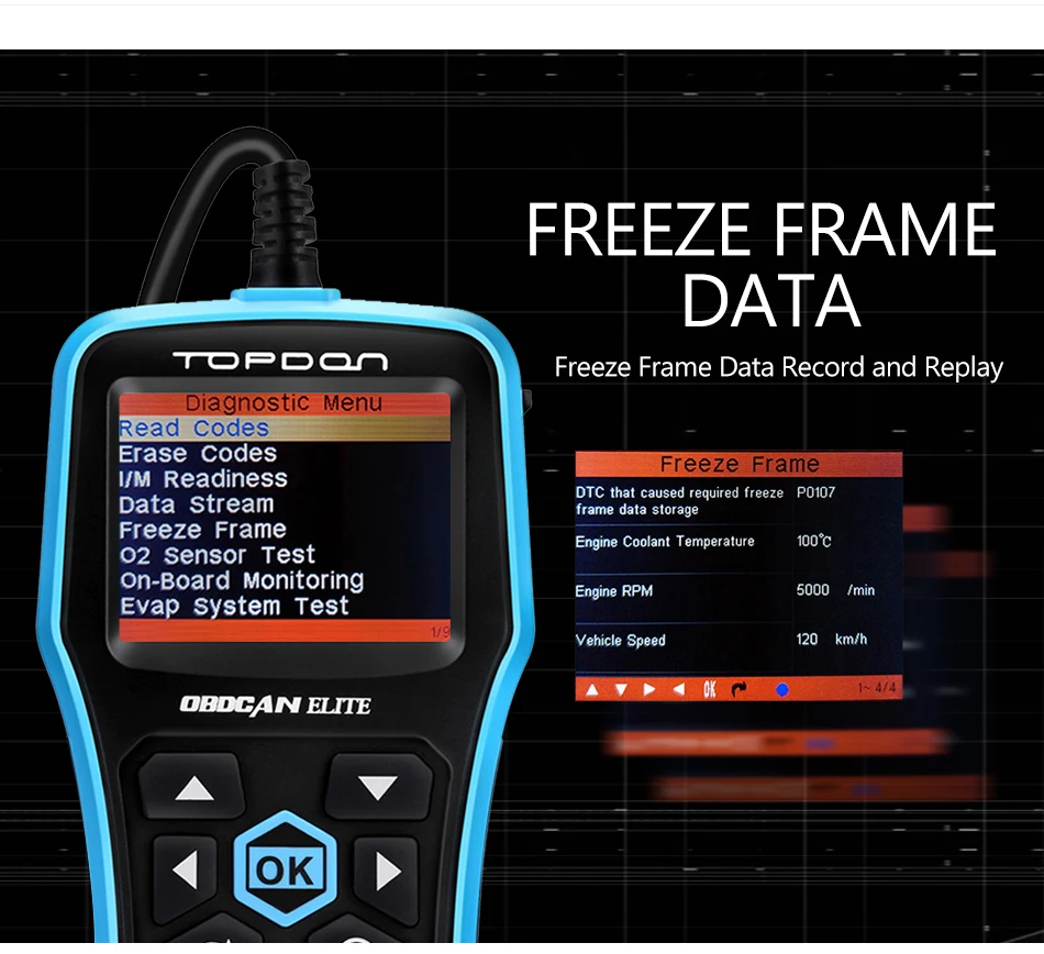 TOPDON OBDCAN ELITE Полный OBD2 сканер диагностический для считывания кодов автомобиля ODB2
