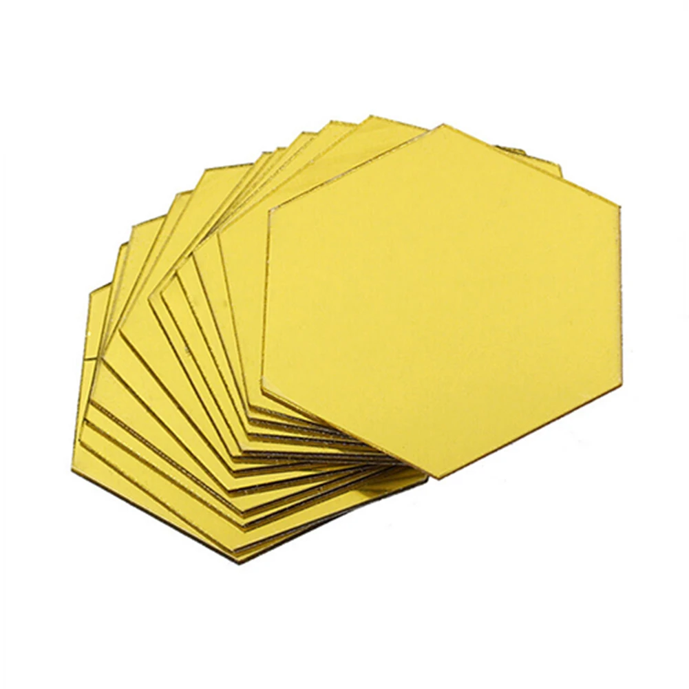 12 шт. зеркальные шестиугольные съемные акриловые настенные наклейки искусство