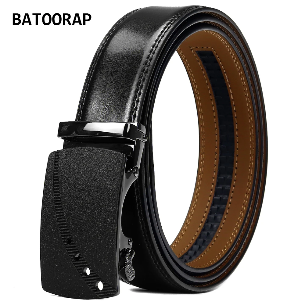 

BATOORAP Automatic Buckle Black Belt For Men Fashion Cowhide Leather Designer Luxury Trouser Belts Male Cowboy Strap WL-E053