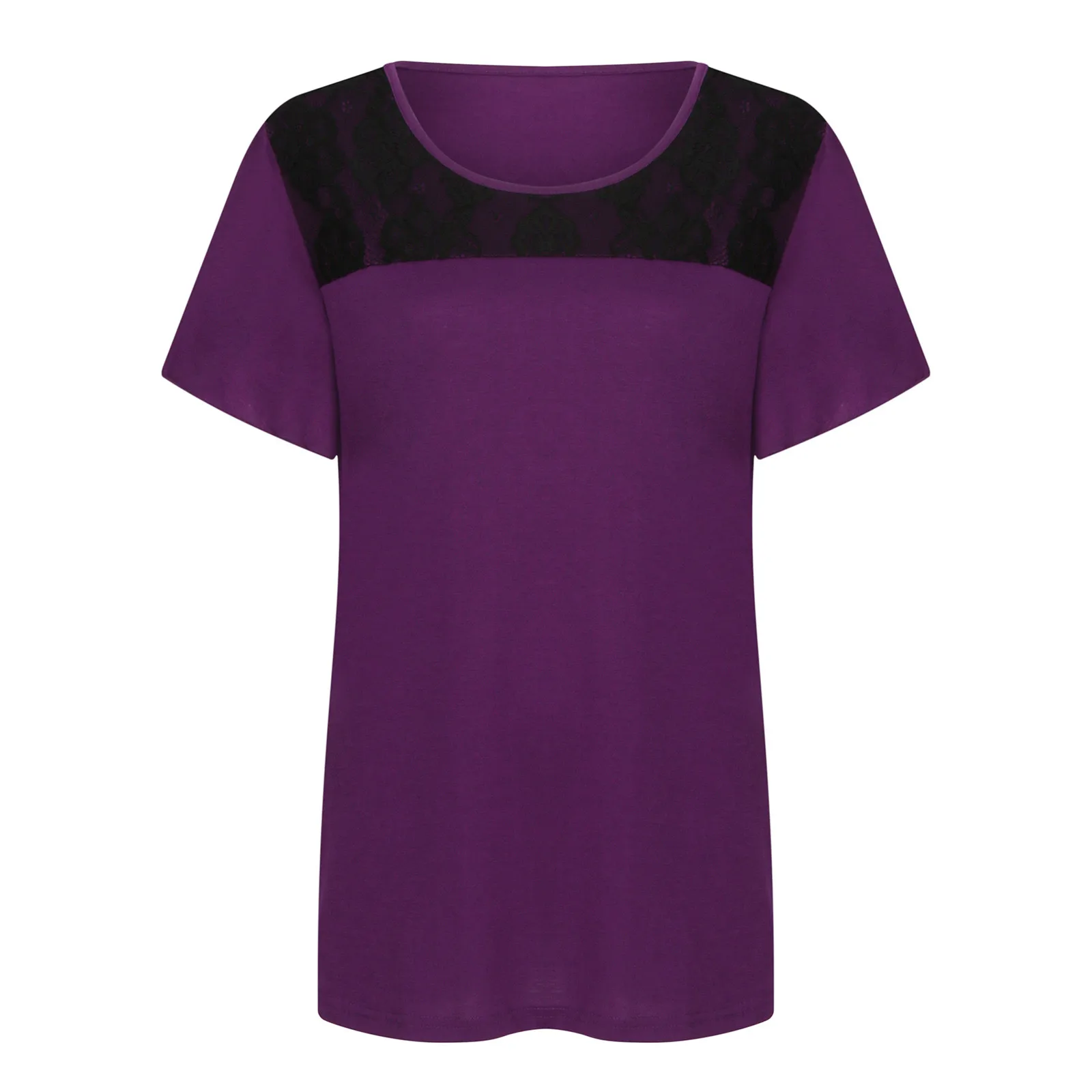 Полных женщин плюс-размер футболки сетки шить однотонные Цвет блузка с коротким