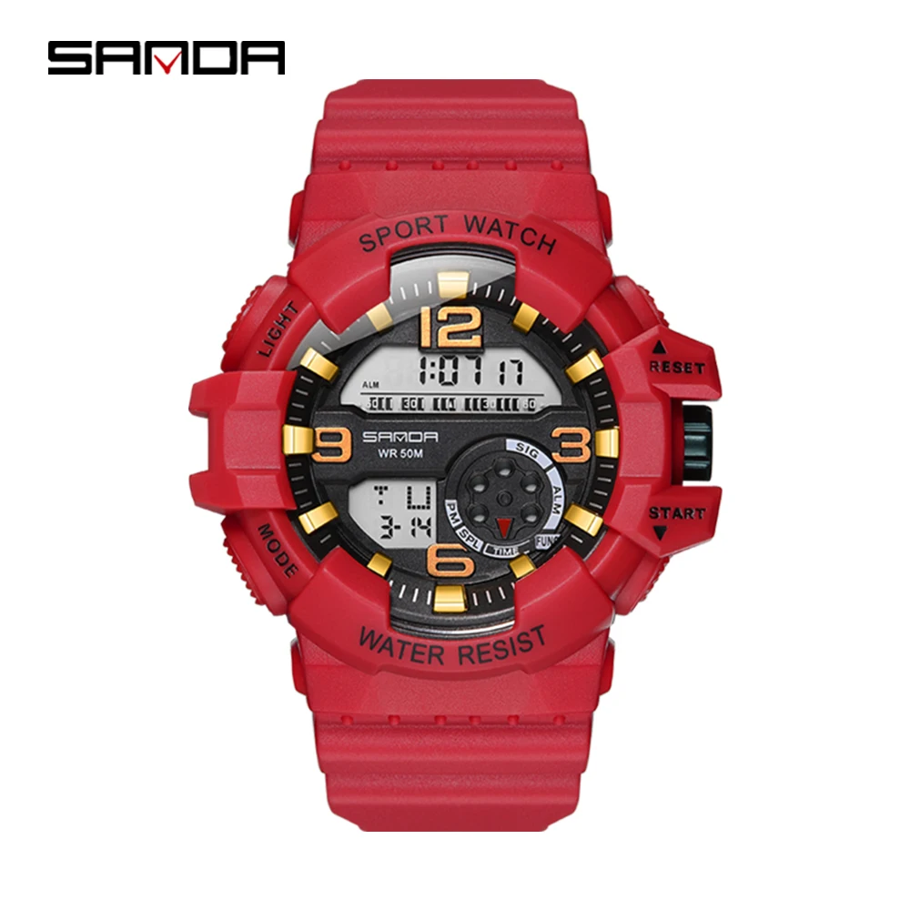 Спортивные цифровые часы SANDA для женщин и мужчин наручные брендовые светодиодные