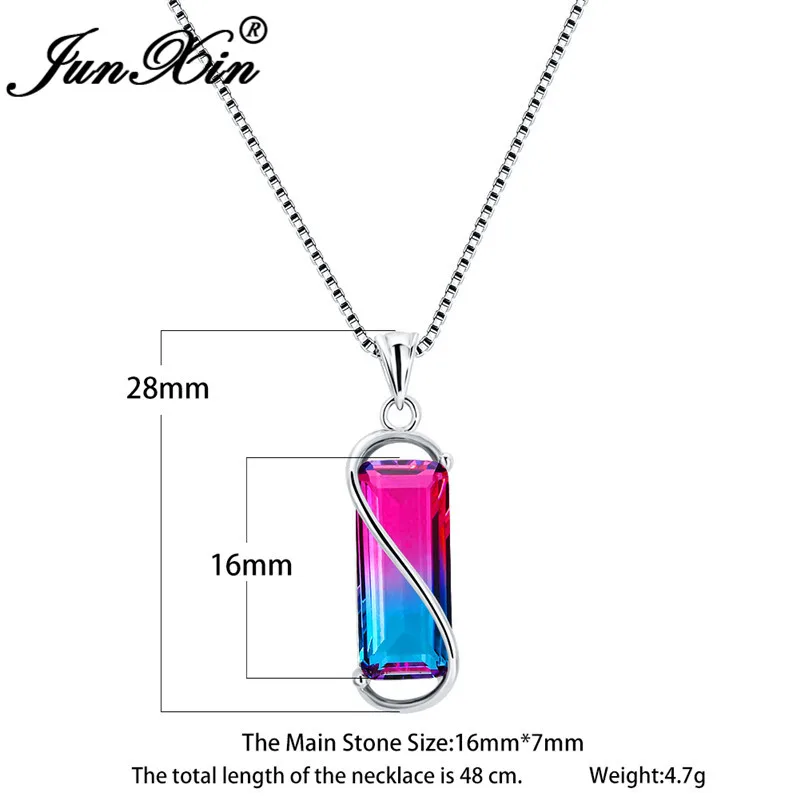 Mystic Радужный огонь Кристалл прямоугольный камень кулон ожерелья для женщин