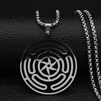 hekate wheel stainless steel necklace pendant strophalos hecate magic symbol logo charm pin colier femme jewelry n3046s03