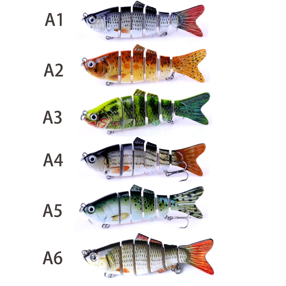 6-сегментная рыболовная приманка с 2 острыми тройными крючками снасть шарнирная