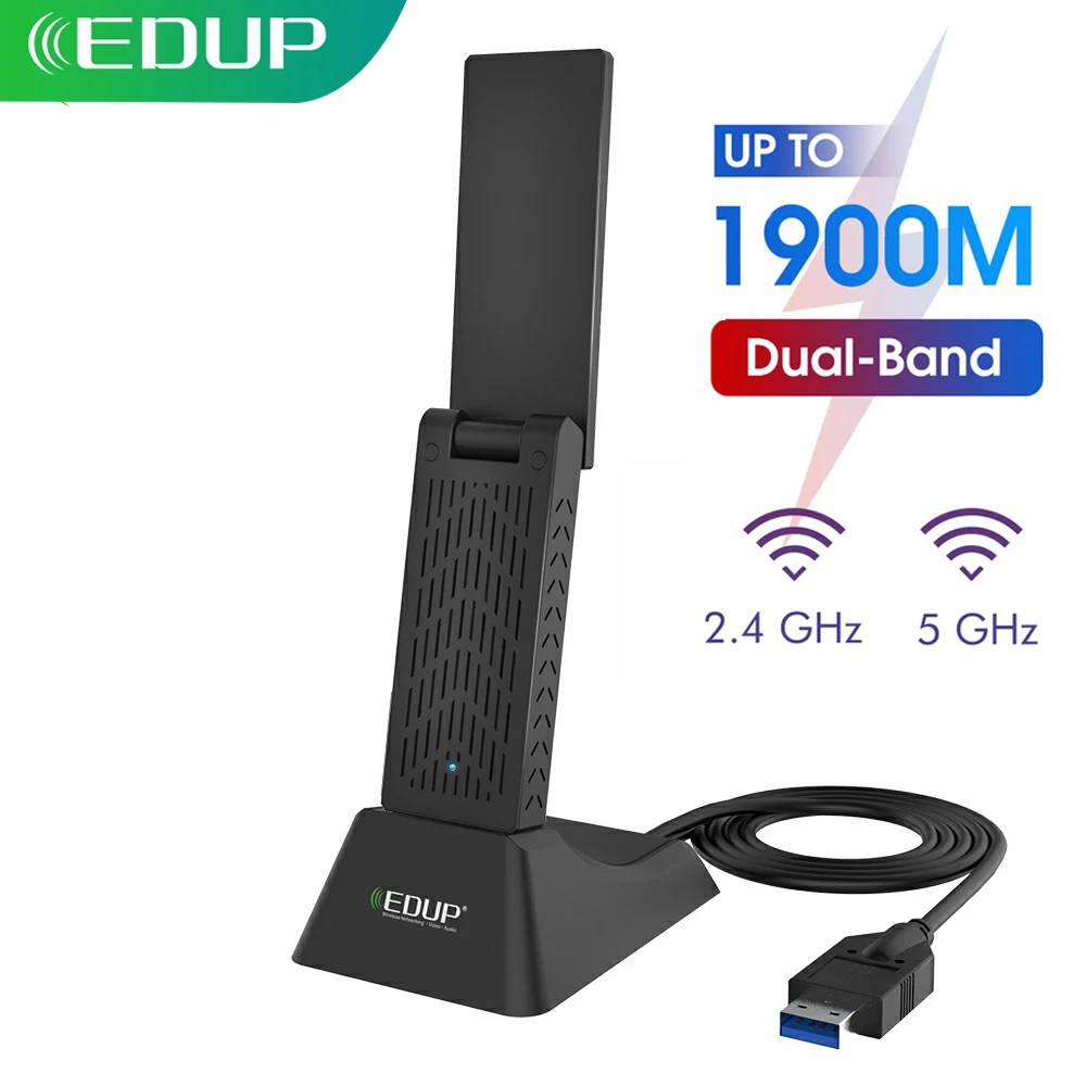 EDUP 1900 Мбит/с USB WiFi адаптер Dual Band 2 4 ГГц/Wi Fi 5 ГГц длинный диапазон приемника