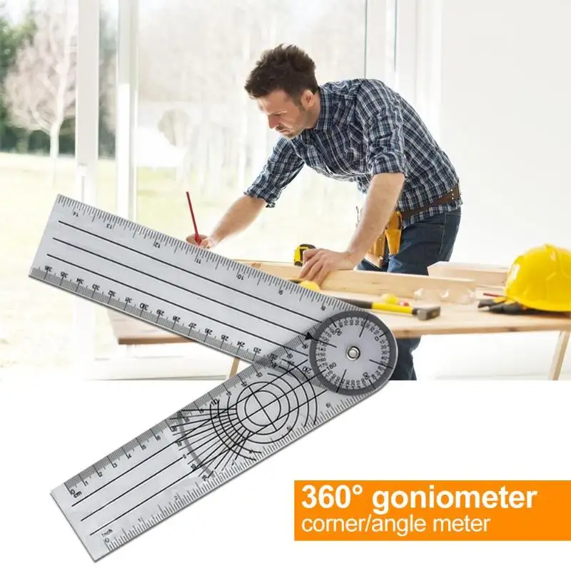 

Plastic 360 Degree Pointer Protractor Angle Ruler School Office Drafting Supply with Angle Parallel Line Multi-Scale Centimeter