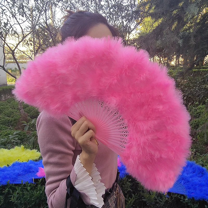 Feather Fan Wedding Party Dance Fan Chinese Peacock Feather Cosplay Folding Hand Fan Abanicos Para Boda Home Decoration