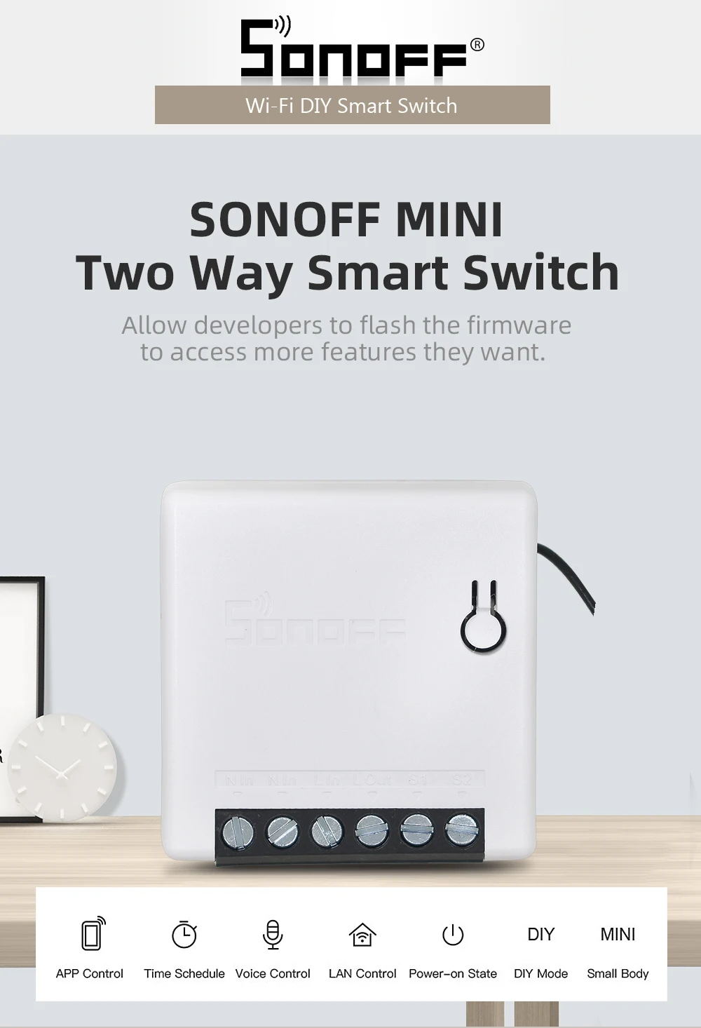 SONOFF Basic/мини двухсторонний Wifi умный переключатель маленькое приложение/LAN/голос/пульт дистанционного управления DIY Поддержка одного внешнего переключателя Google Home Alexa