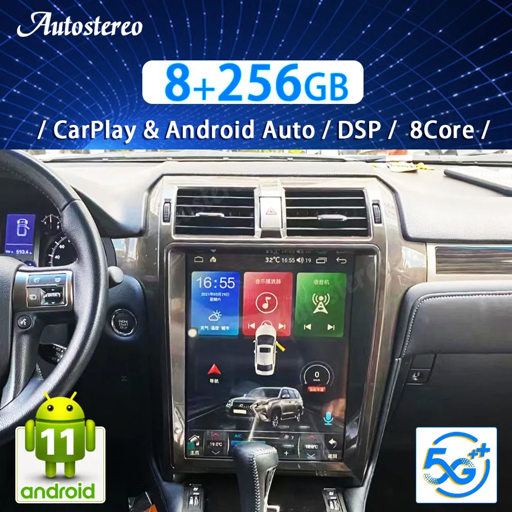 

Автомобильный мультимедийный плеер, стерео-система под управлением Android 11, 15 дюймов, с GPS Навигатором, для Lexus GX400, Lexus GX460, Тесла