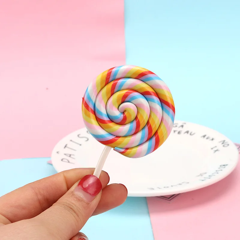 

2/5Pcs Miniature Rainbow Soft Clay Lollipop Flatback Resin Cabochons Scrapbooking For Phone Deco DIY Embellishments Accessories