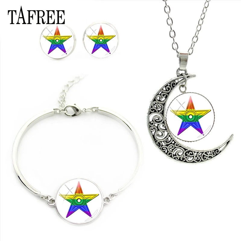 Модные радужные Ювелирные наборы TAFREE ожерелье серьги браслет ЛГБТ фотоальбом