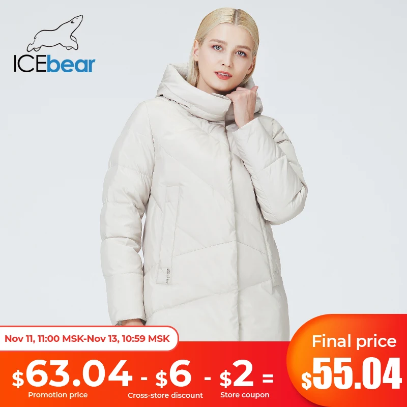 

ICEbear 2021 новая зимняя женская куртка с капюшоном с капюшоном женское короткое пальто на металлической молнии женская брендовая одежда GWD21573I