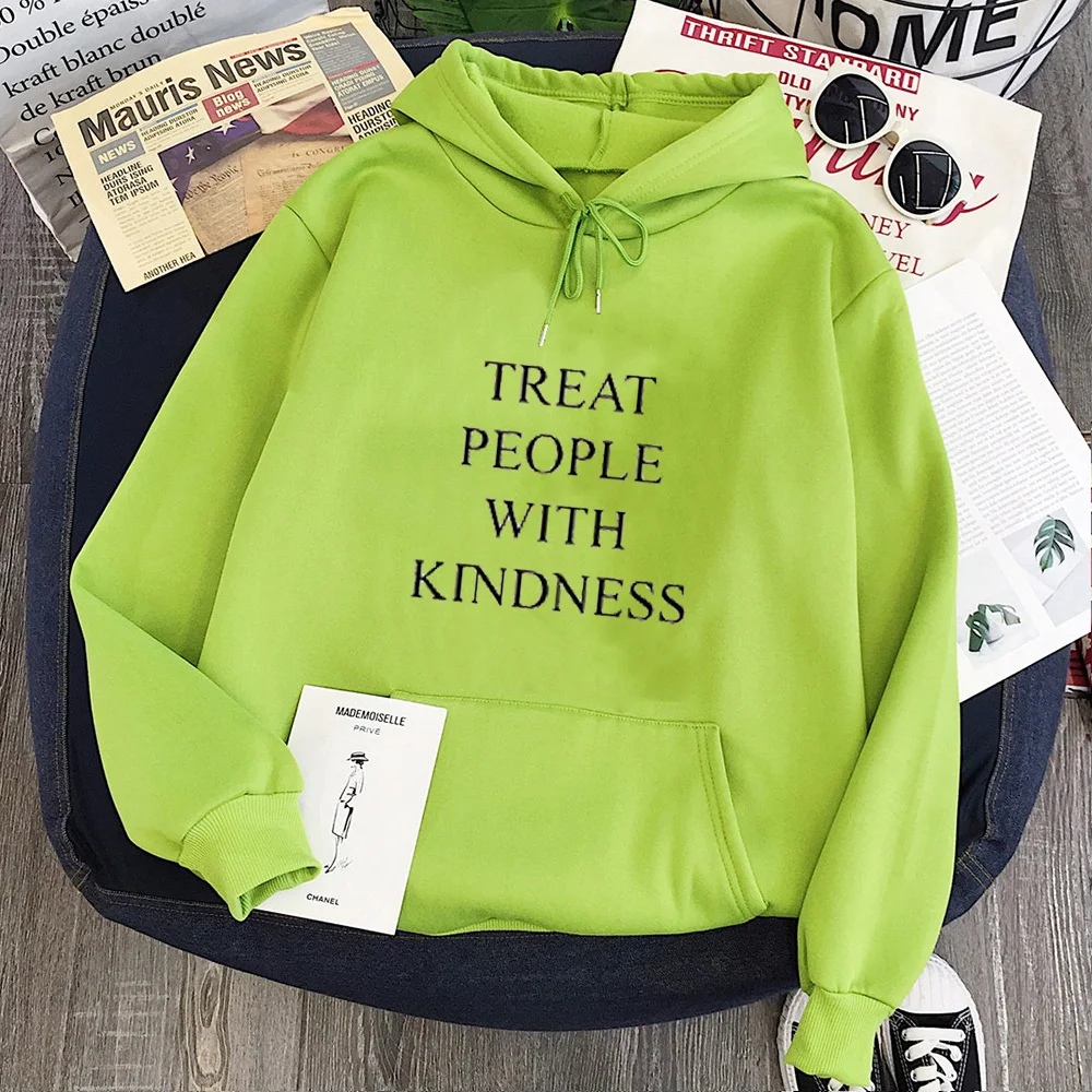 

Treat People with Kindness Sweatshirt Men Fashion 2021 Vintage Letter Pullovers Men Hoodies Streetwear Tops Casual XL
