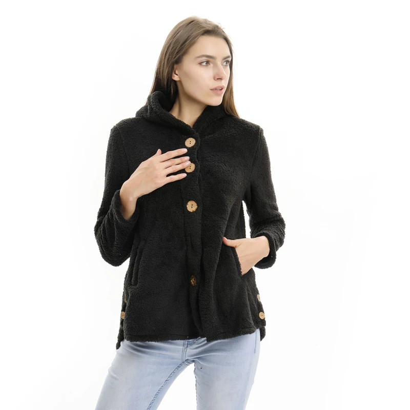 

Winter Women Casual Plush Cardigans Jacket Fluffy Oversized Loose Long Warm Outwears Button Female Coat S-XL