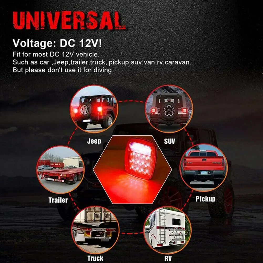 HiMISS 2 шт. квадратный стоп 12 В поворотный задний фонарь запасной водонепроницаемый