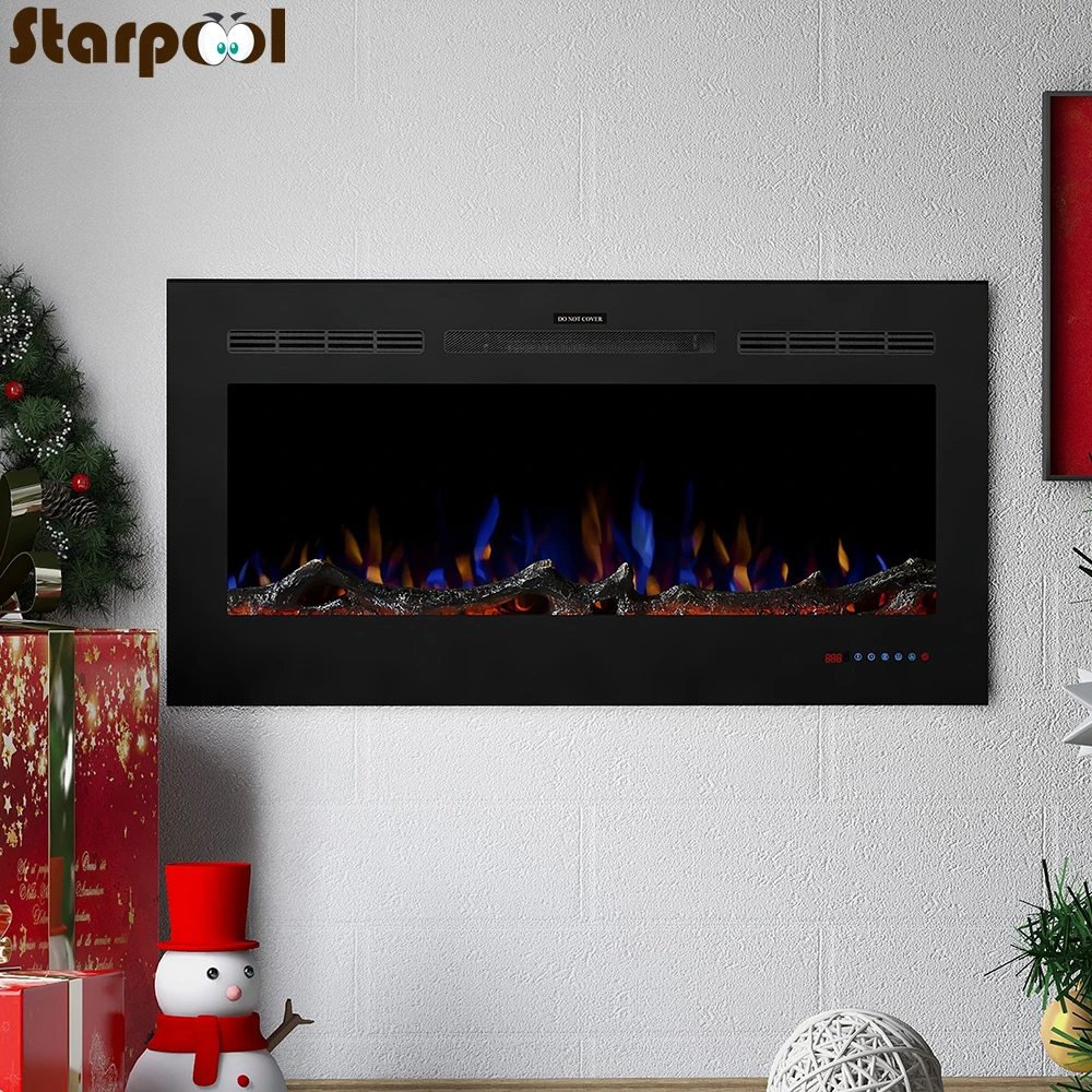 

Living Room Warming Fireplace 36 inch Touch Screen fireplace mantel 1500W electric fireplace insert LED optical artificial flame