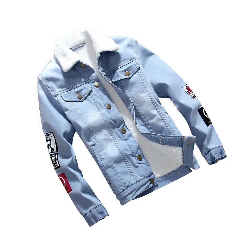 Мужская куртка и пальто модная теплая толстая верхняя одежда джинсовая зимние